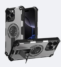 Heavy Duty Magnetic Armor iPhone Case with Kickstand & Spin Wheel - Grey - Creslia