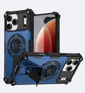Heavy Duty Magnetic Armor iPhone Case with Kickstand & Spin Wheel - Blue - Creslia