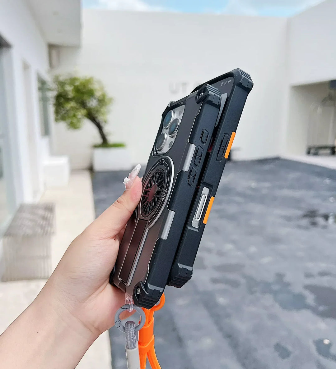 Heavy Duty Magnetic Armor iPhone Case with Kickstand & Spin Wheel - Red - Creslia