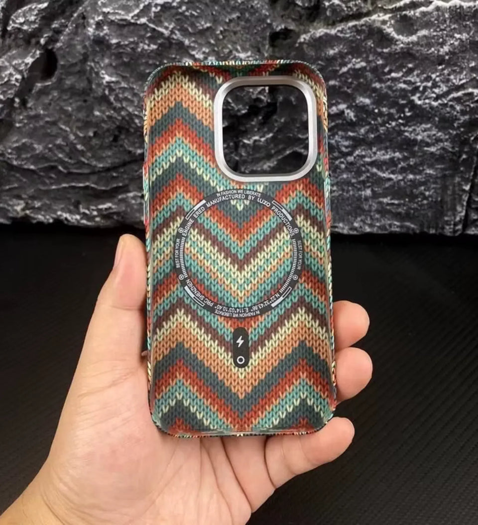 Knitted Pattern Carbon Fiber MagSafe iPhone Case Cover - Slim, Stylish & Protective - Creslia