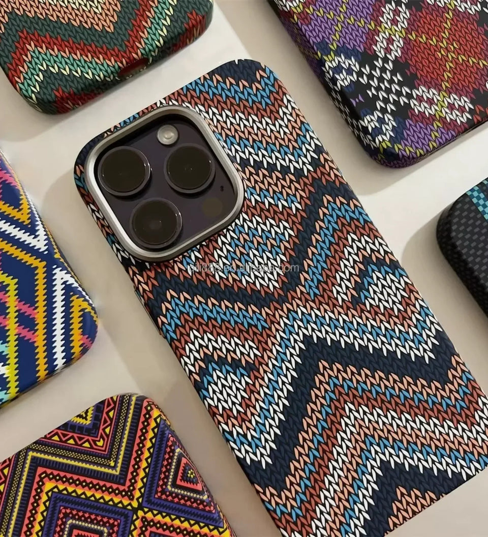 Knitted Pattern Carbon Fiber MagSafe iPhone Case Cover - Slim, Stylish & Protective - Creslia