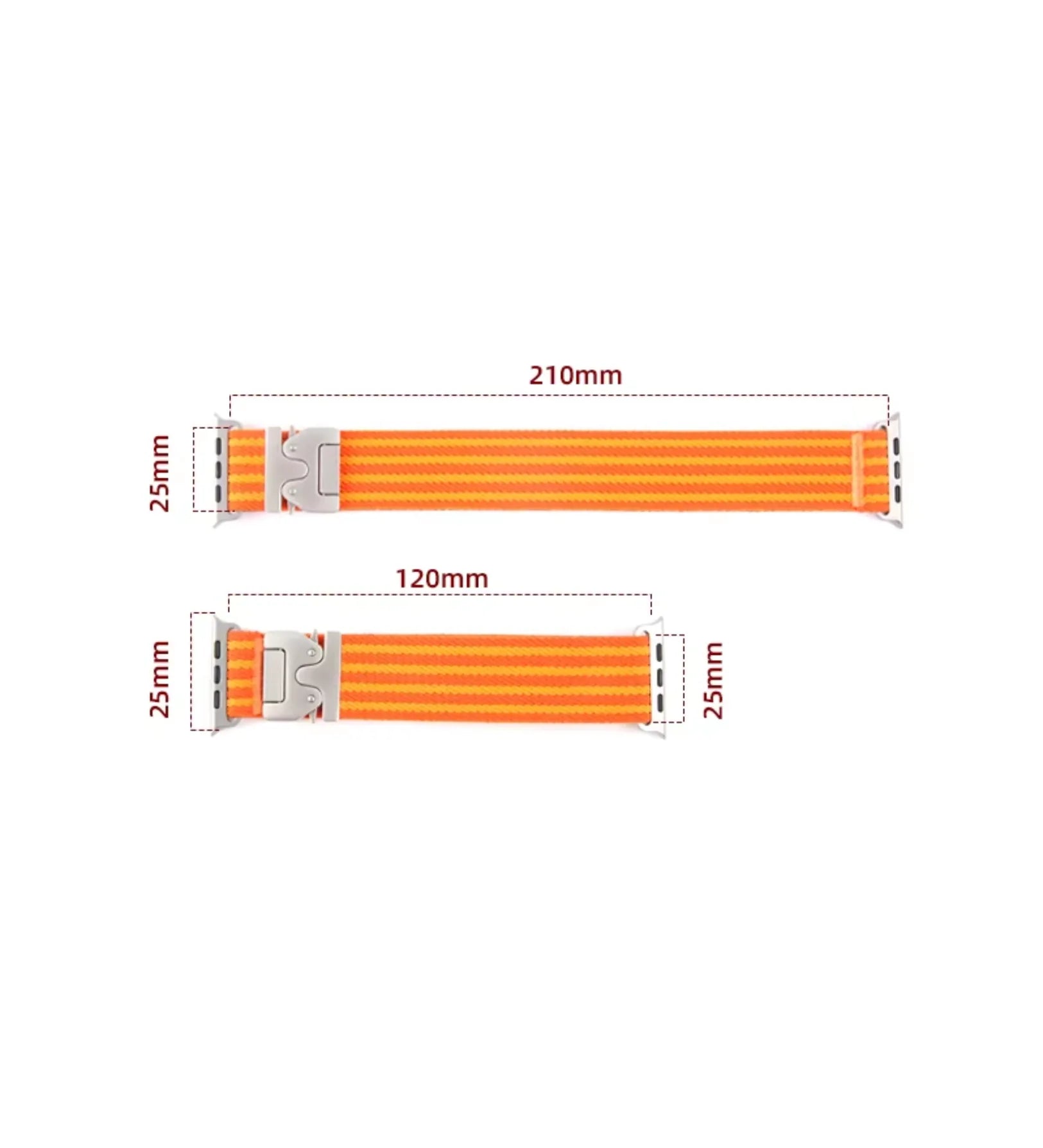 Parachute-Buckle Striped Nylon Apple Watch Band - Orange