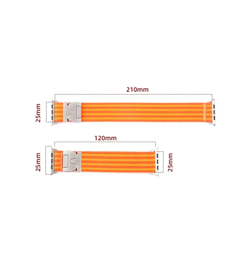 Parachute-Buckle Striped Nylon Apple Watch Band – Blue - Creslia