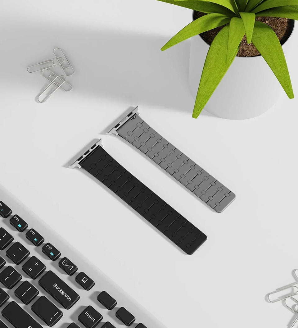 Creslia Magnetic Link Silicone Band for Apple Watch – Black - Creslia