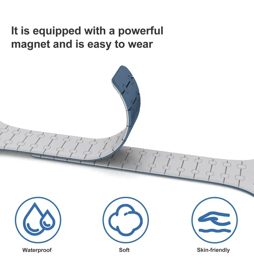 Creslia Magnetic Link Silicone Band for Apple Watch – Black - Creslia