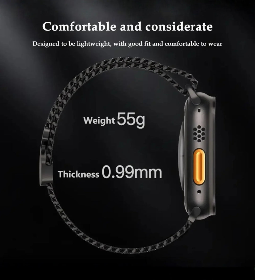 Milanese Loop 2.0 Apple Watch Band - Magnetic Parachute-Buckle - Black Titanium - Creslia