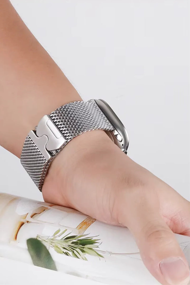 Woven Stainless Steel Mesh Band - Compatible with Apple Watch 42/44/45mm - Black Titanium