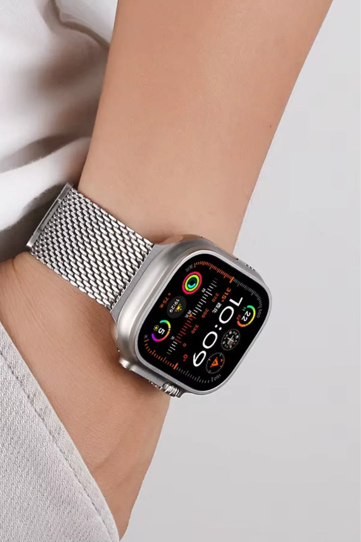 Woven Stainless Steel Mesh Band - Compatible with Apple Watch 42/44/45mm - Black Titanium