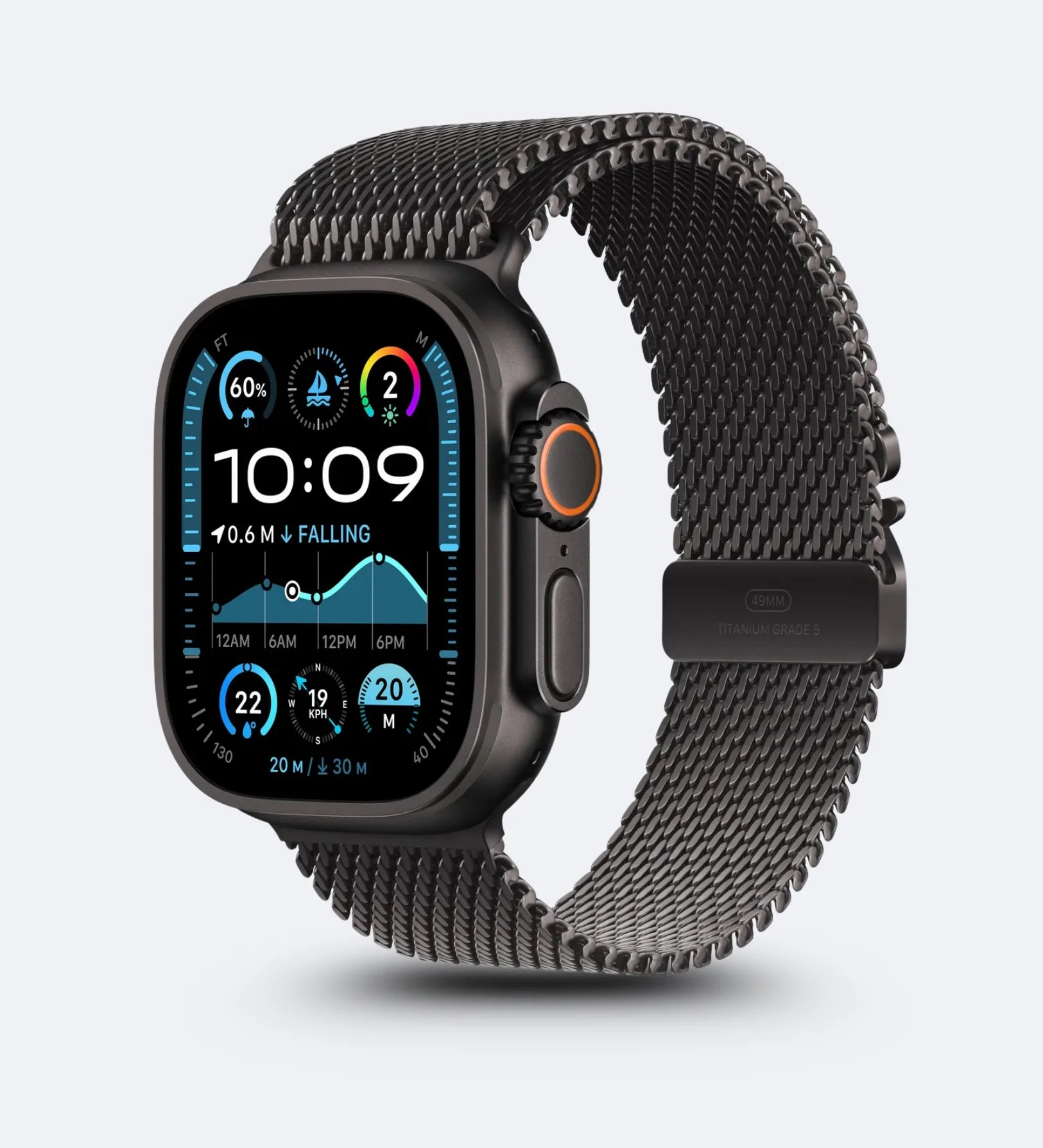 Milanese Loop 2.0 Apple Watch Band - Magnetic Parachute-Buckle - Black Titanium