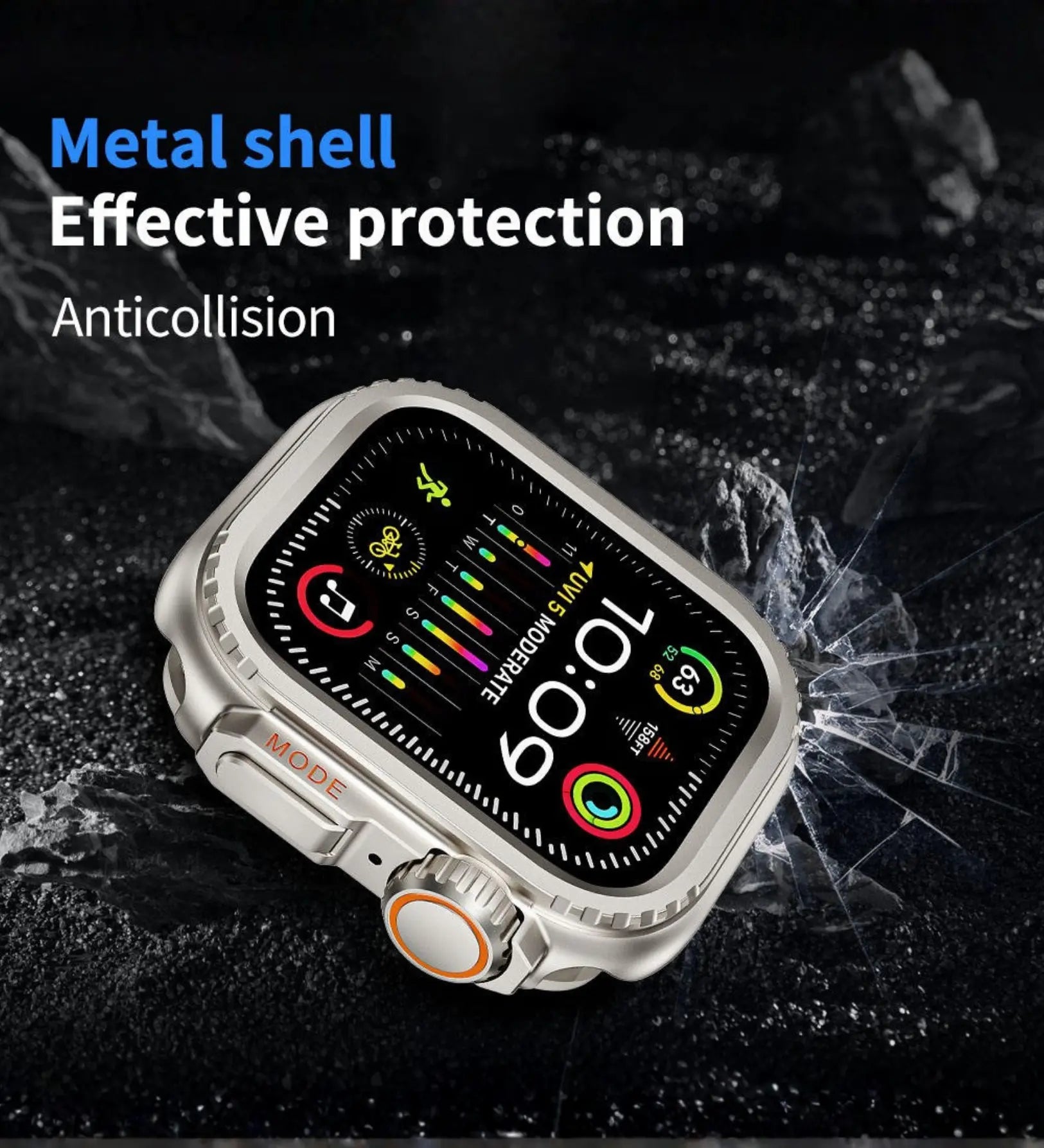 Apple Watch Ultra Converter Case Cover – Instantly Transform 44/45/46mm into Ultra Look - Black Titanium