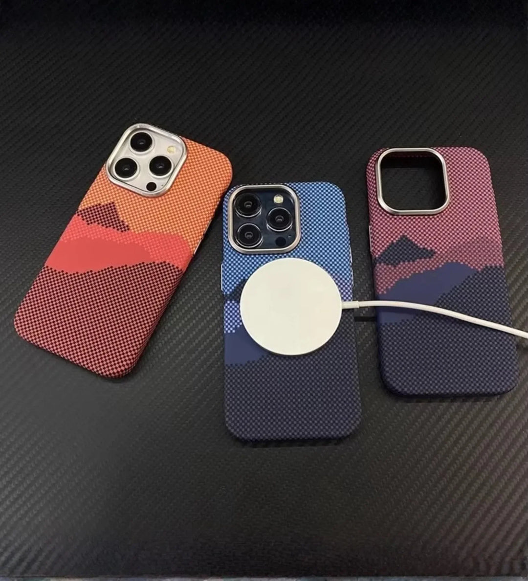 Mountain Horizon Carbon Fiber MagSafe iPhone Case Cover - Slim, Stylish & Protective - Creslia