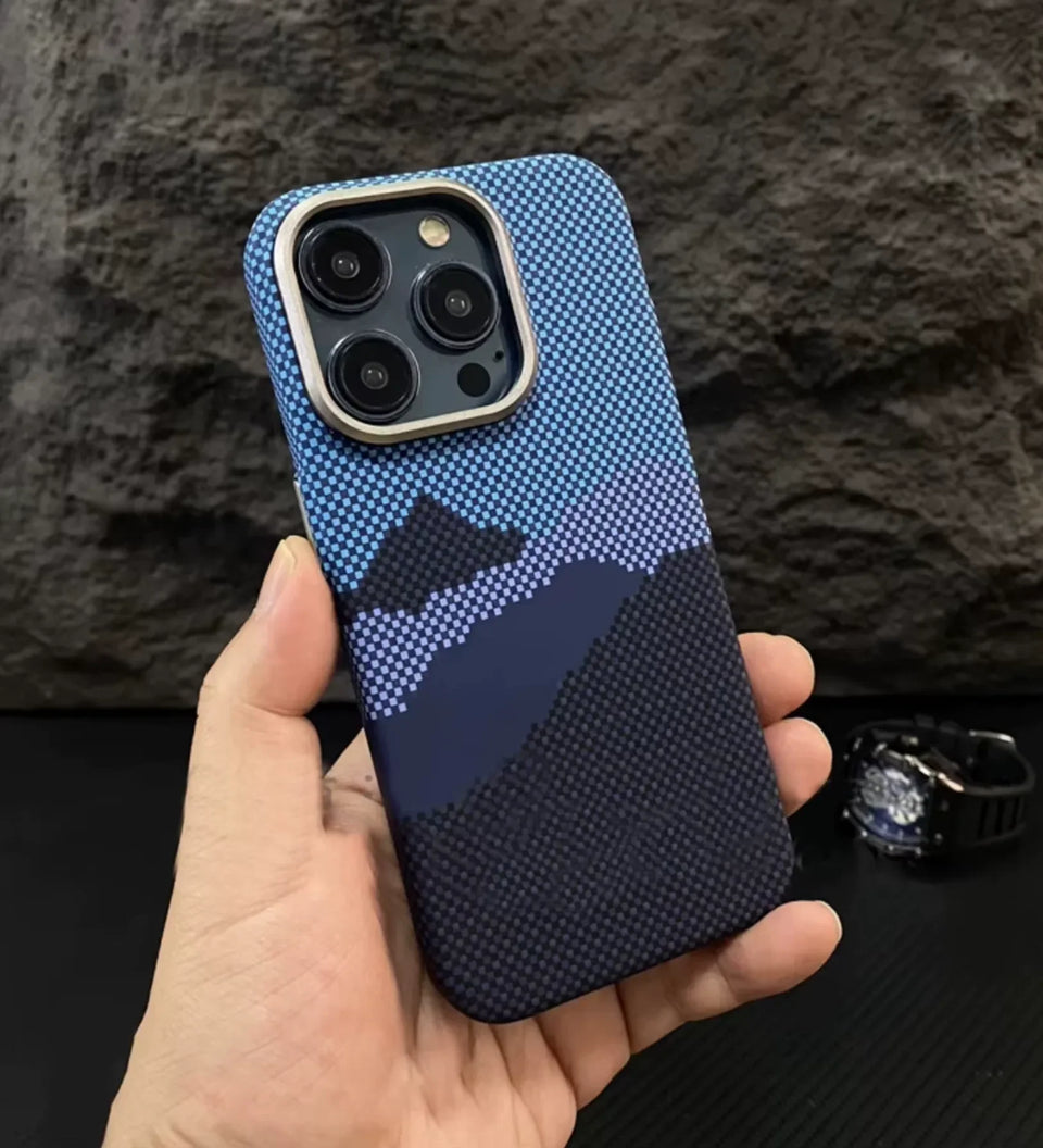 Mountain Horizon Carbon Fiber MagSafe iPhone Case Cover - Slim, Stylish & Protective - Creslia
