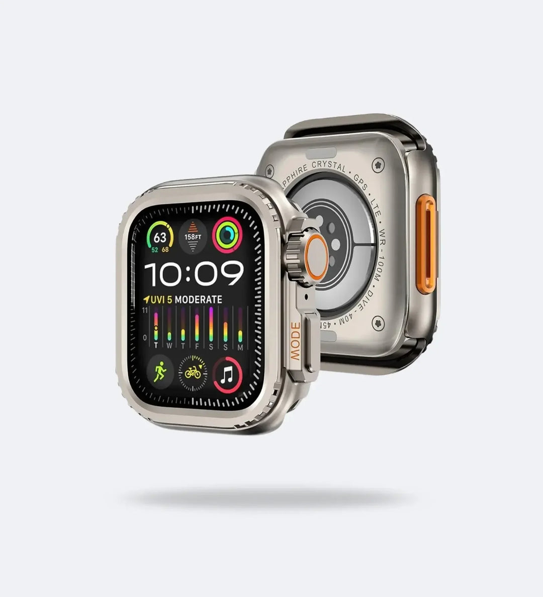 Apple Watch Ultra Converter Case Cover – Instantly Transform 44/45/46mm into Ultra Look - Black Titanium - Creslia