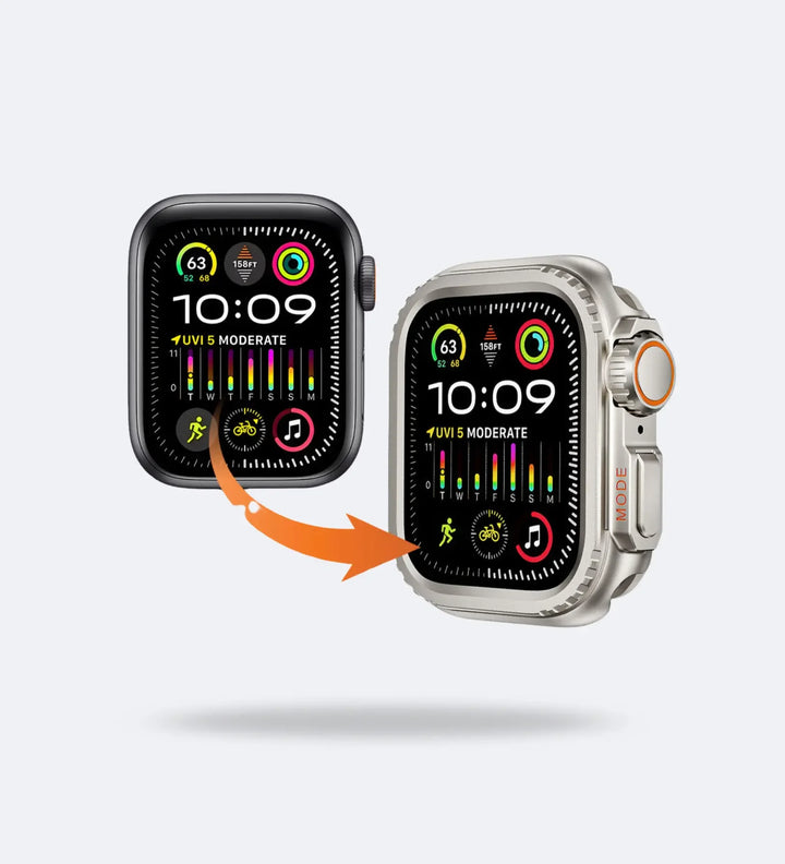 Apple Watch Ultra Converter Case Cover – Instantly Transform 44/45/46mm into Ultra Look - Natural Titanium - Creslia