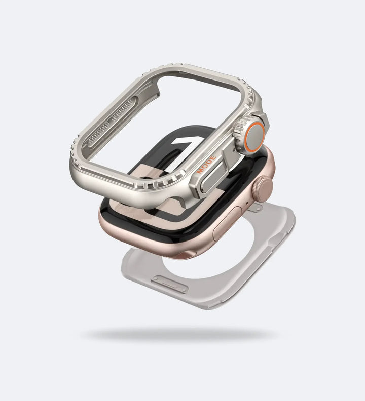 Apple Watch Ultra Converter Case Cover – Instantly Transform 44/45/46mm into Ultra Look - Natural Titanium - Creslia