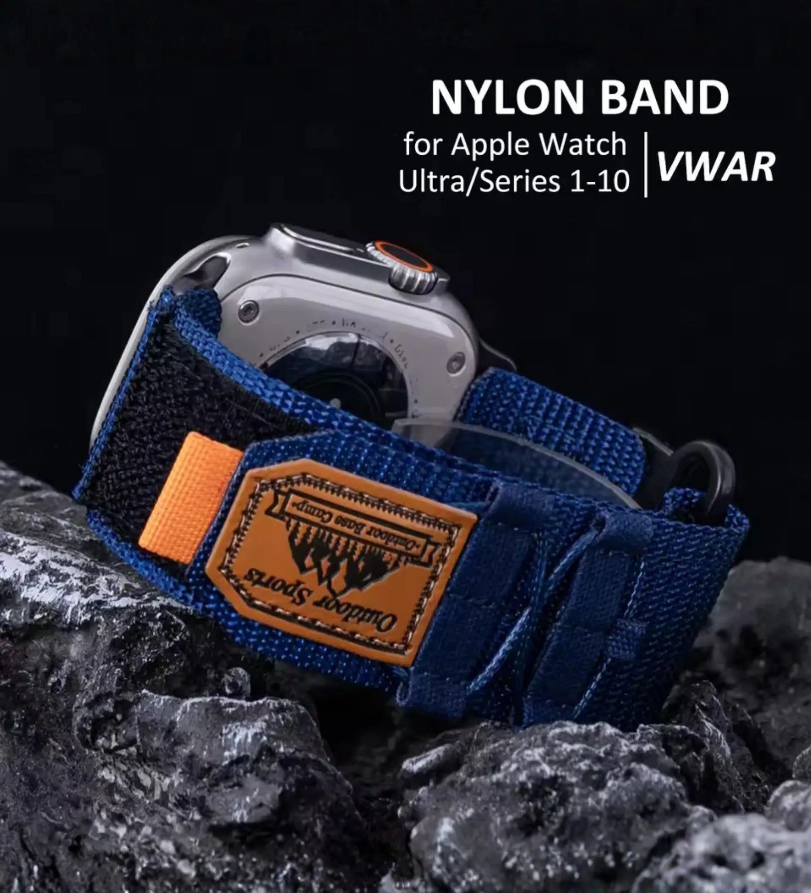 Breathable Woven Nylon Apple Watch Band - Navy Blue