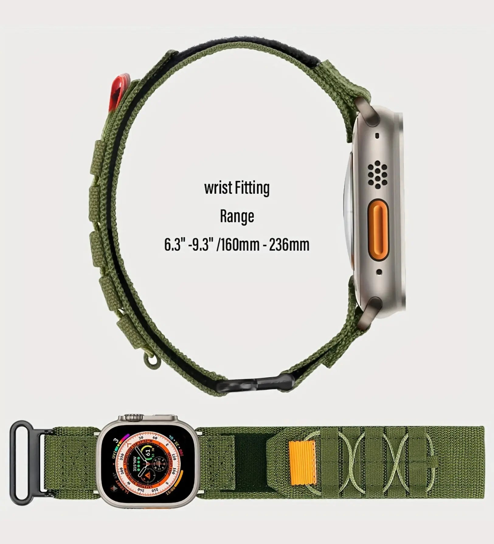 Breathable Woven Nylon Apple Watch Band - Army Green