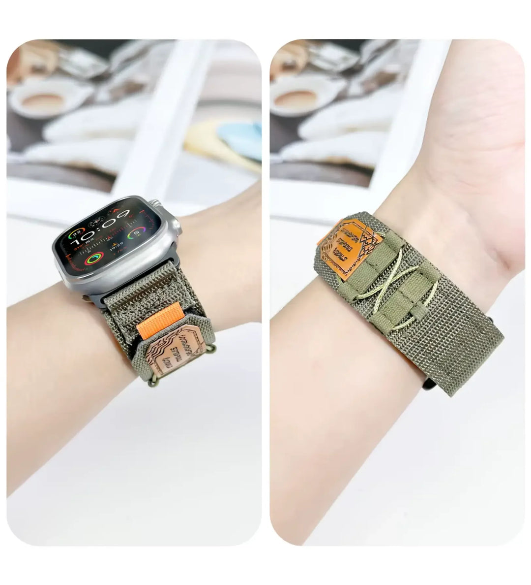 Breathable Woven Nylon Apple Watch Band - Army Green - Creslia