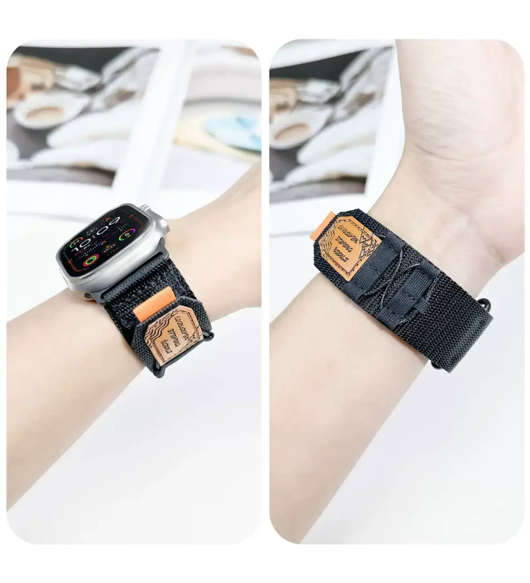 Breathable Woven Nylon Apple Watch Band - Black - Creslia