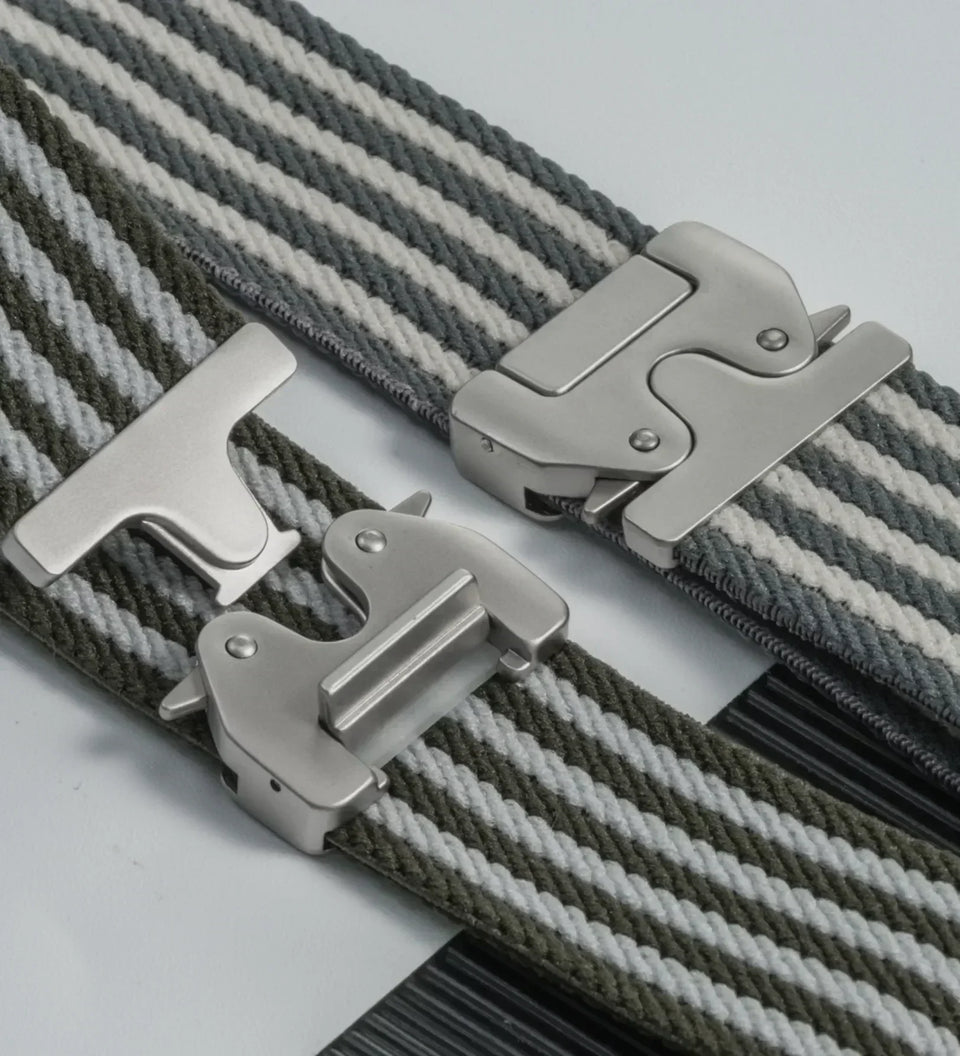 Parachute-Buckle Striped Nylon Apple Watch Band – Olive Green - Creslia