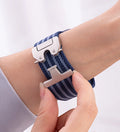 Parachute-Buckle Striped Nylon Apple Watch Band – Blue - Creslia