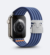 Parachute-Buckle Striped Nylon Apple Watch Band – Blue - Creslia