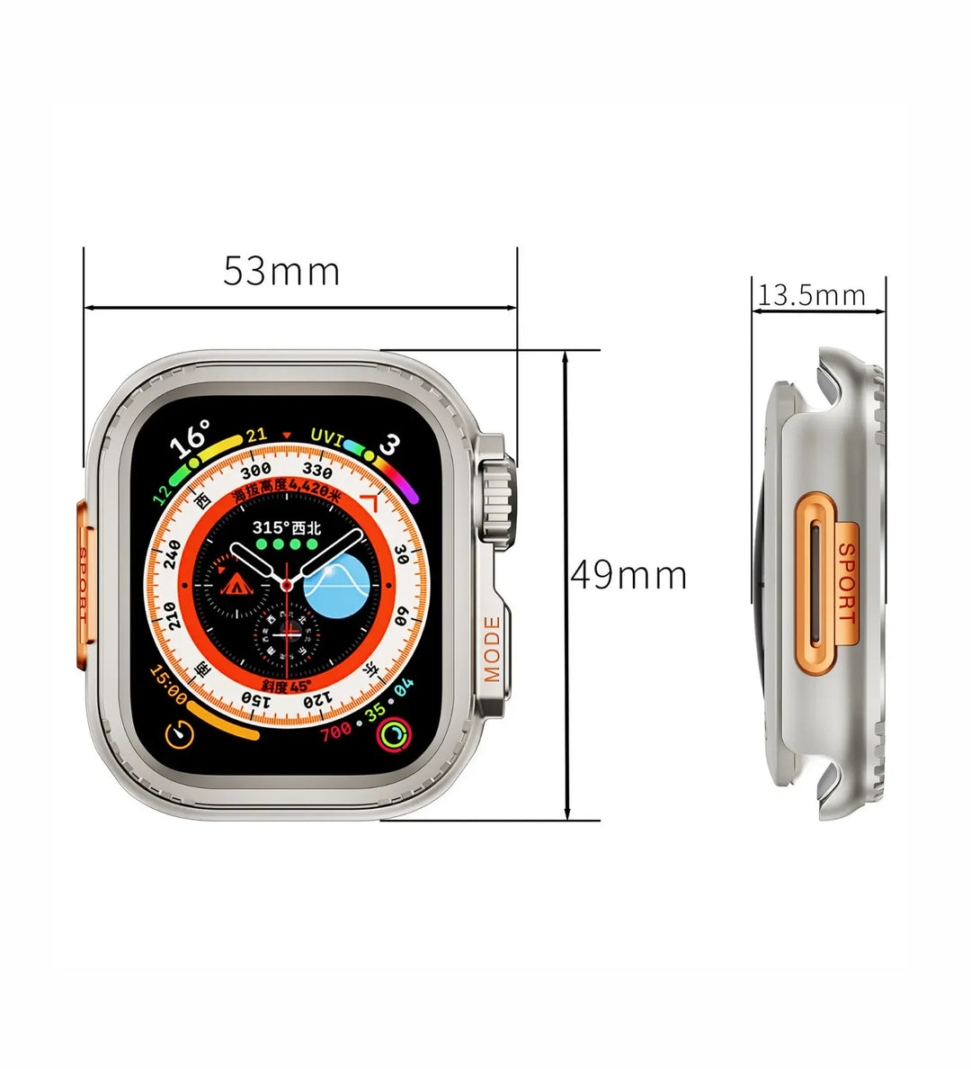 Apple Watch Ultra Cases & Covers - 49mm Stainless Steel Bumper - Creslia