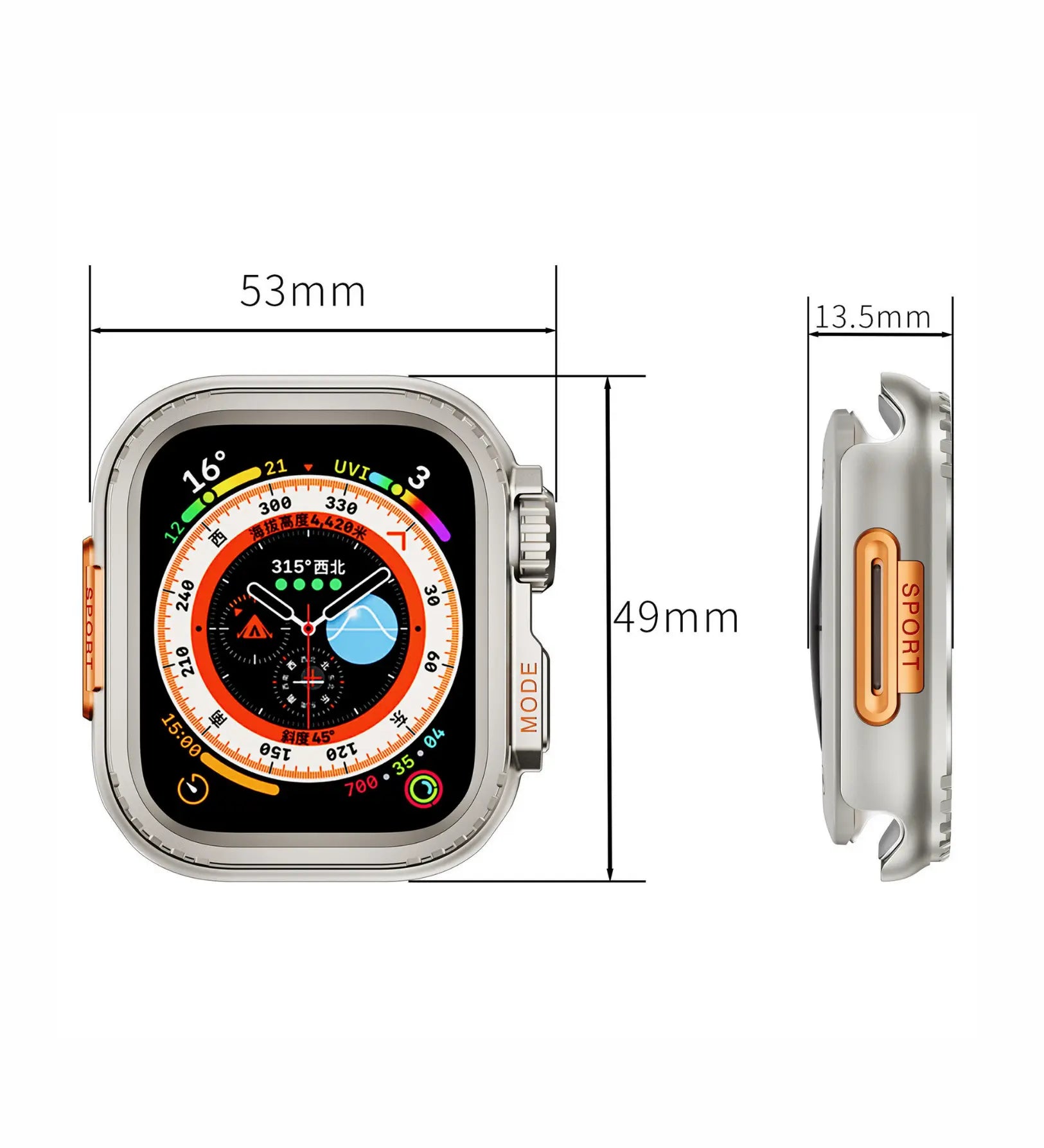 Apple Watch Ultra Cases & Covers - 49mm Stainless Steel Bumper
