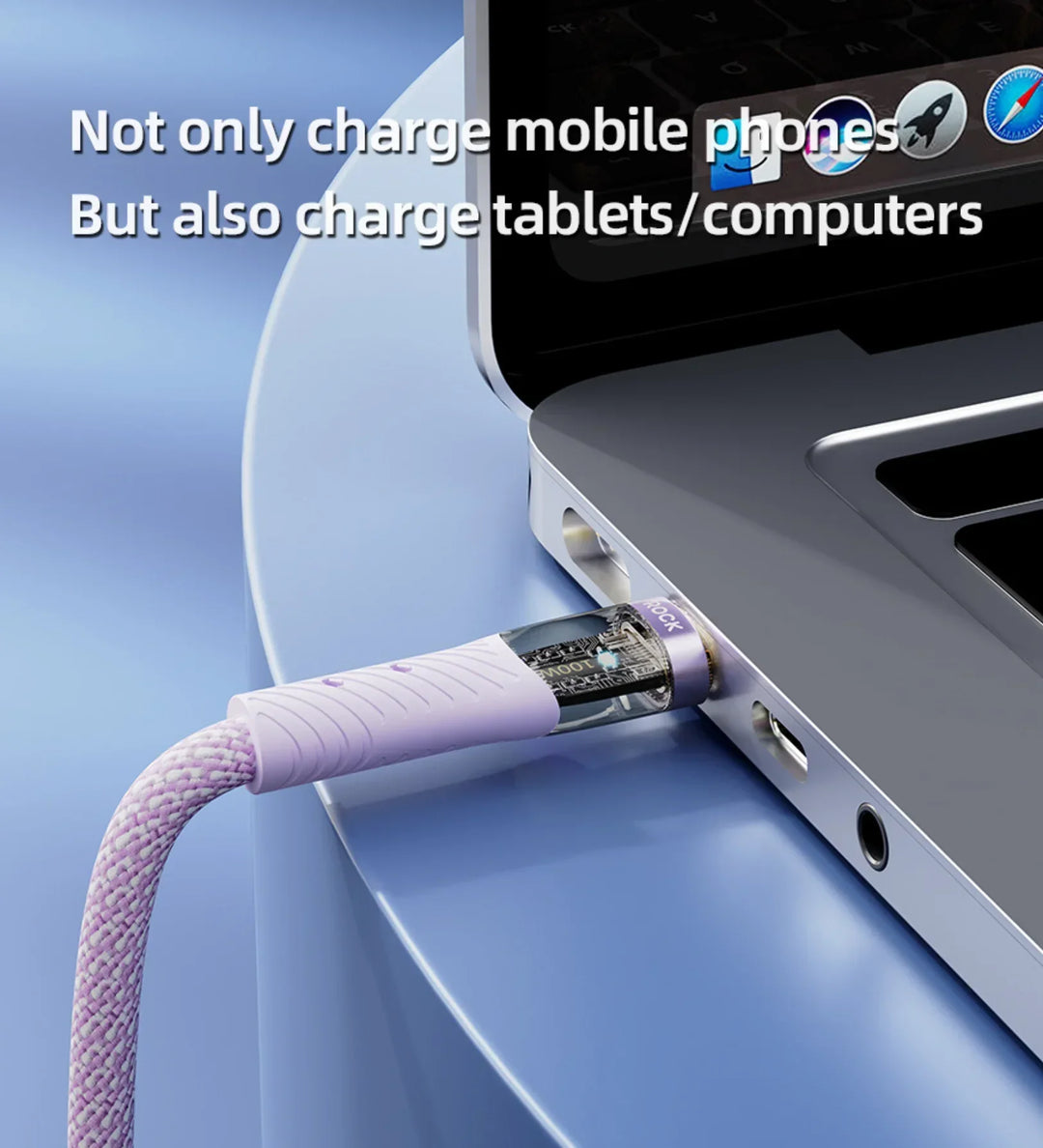 ROCK Z21 100W Transparent USB-C to USB-C Cable – Fast Charging & Data Transfer (1.2m) - Creslia