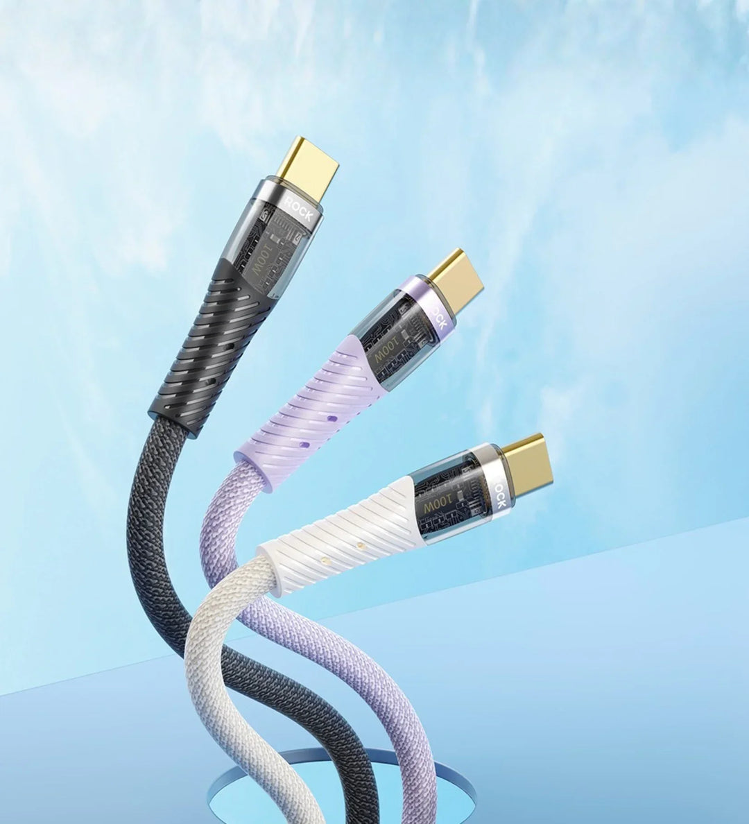 ROCK Z21 100W Transparent USB-C to USB-C Cable – Fast Charging & Data Transfer (1.2m) - Creslia