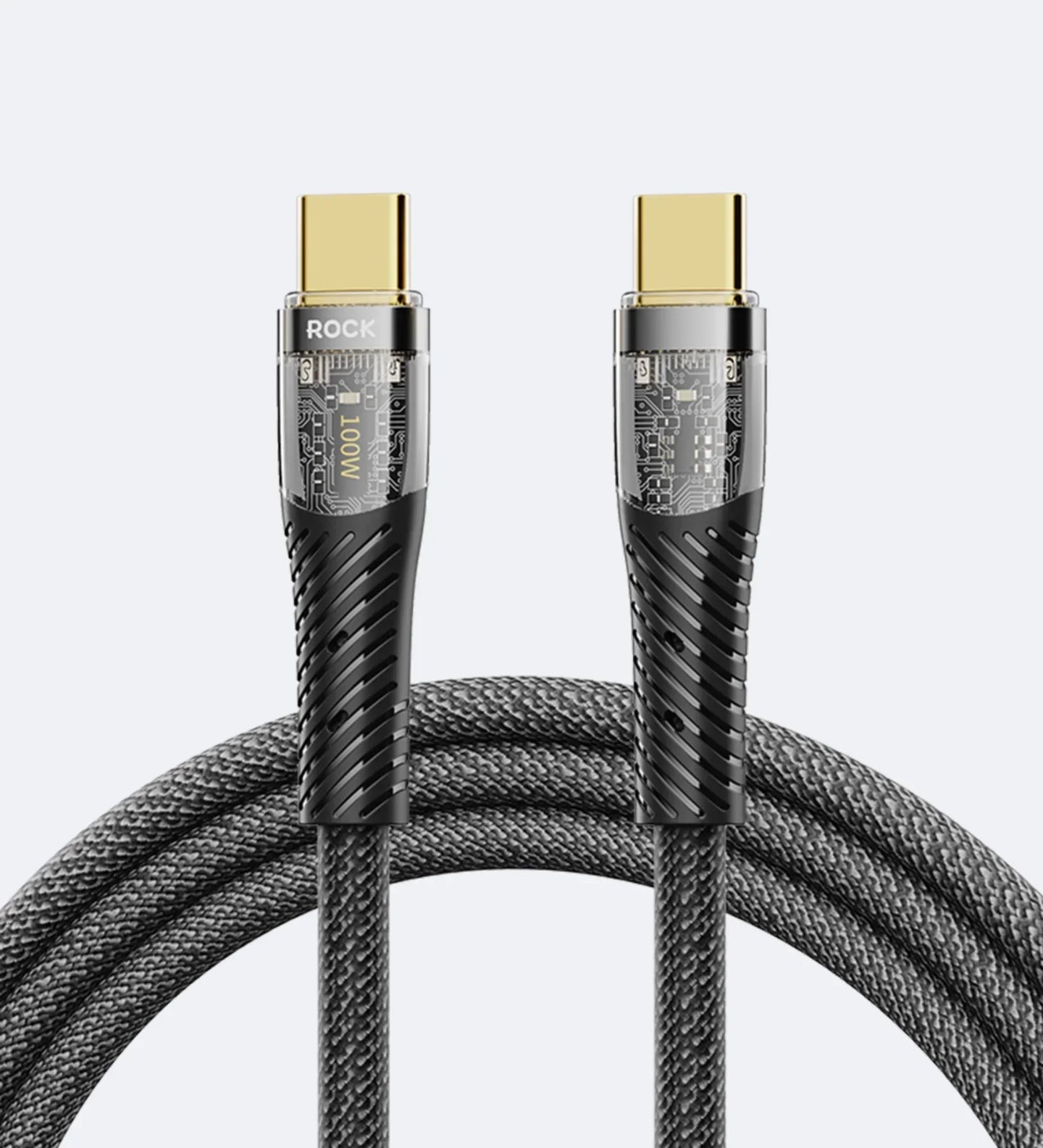 Creslia ROCK Z21 transparent USB-C to USB-C fast-charging cable in black