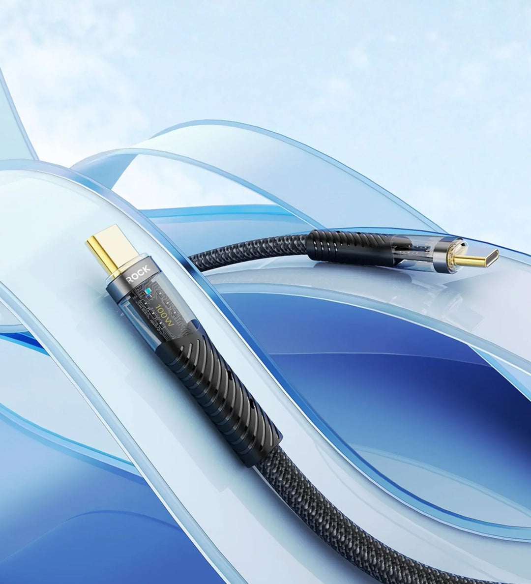 ROCK Z21 100W Transparent USB-C to USB-C Cable – Fast Charging & Data Transfer (1.2m) - Creslia