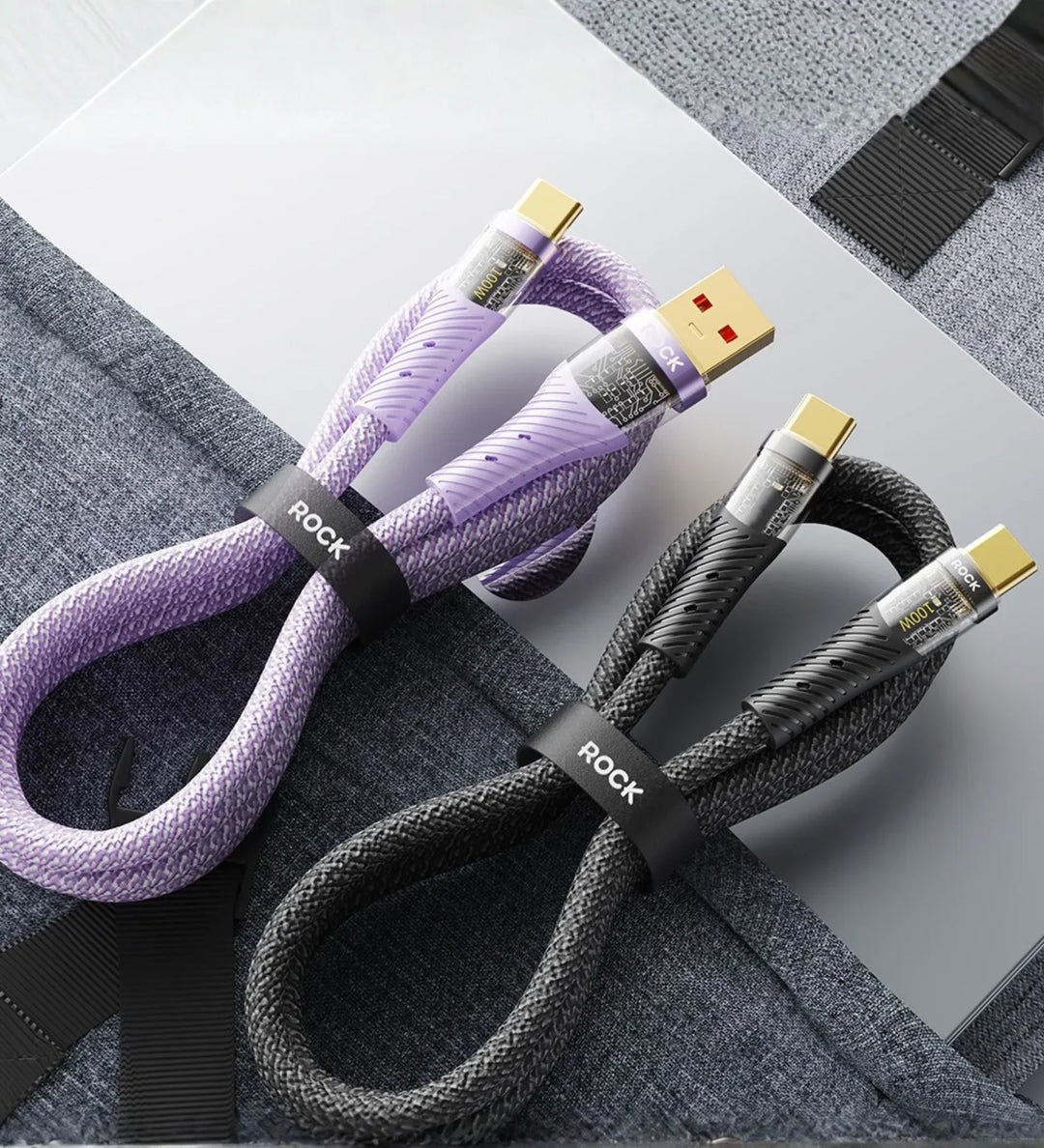 ROCK Z21 100W Transparent USB-C to USB-C Cable – Fast Charging & Data Transfer (1.2m) - Creslia