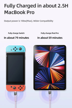 ROCK Z21 100W Transparent USB-C to USB-C Cable – Fast Charging & Data Transfer (1.2m)