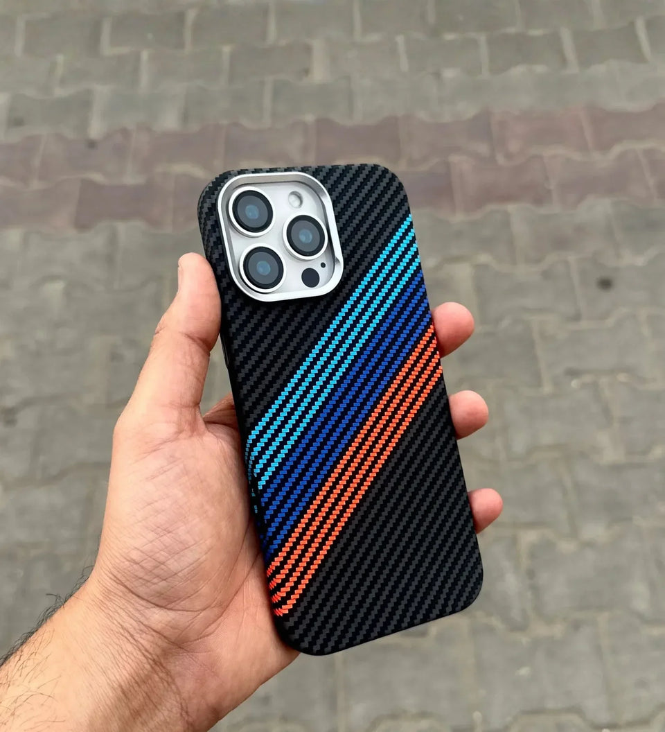 Racing Stripes Carbon Fiber MagSafe iPhone Case Cover - Slim, Stylish & Protective - Creslia