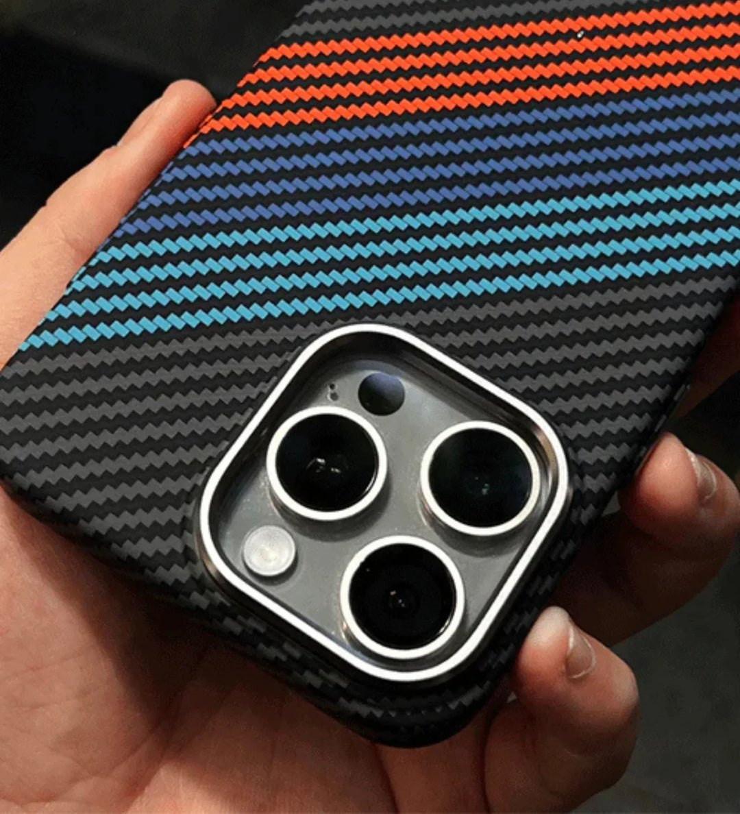 Racing Stripes Carbon Fiber MagSafe iPhone Case Cover - Slim, Stylish & Protective - Creslia