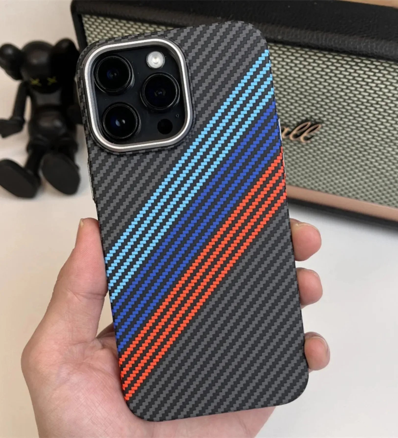 Racing Stripes Carbon Fiber MagSafe iPhone Case Cover - Slim, Stylish & Protective