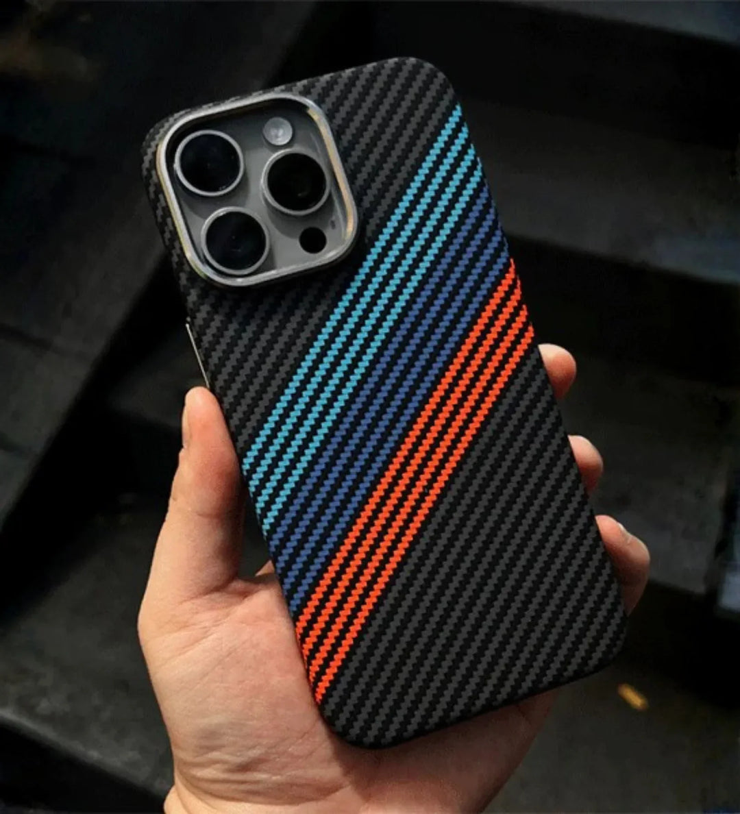 Racing Stripes Carbon Fiber MagSafe iPhone Case Cover - Slim, Stylish & Protective - Creslia