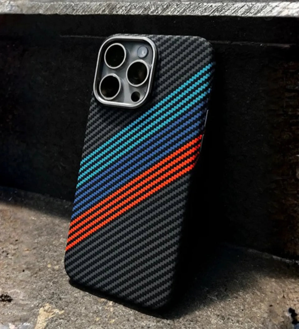 Racing Stripes Carbon Fiber MagSafe iPhone Case Cover - Slim, Stylish & Protective - Creslia