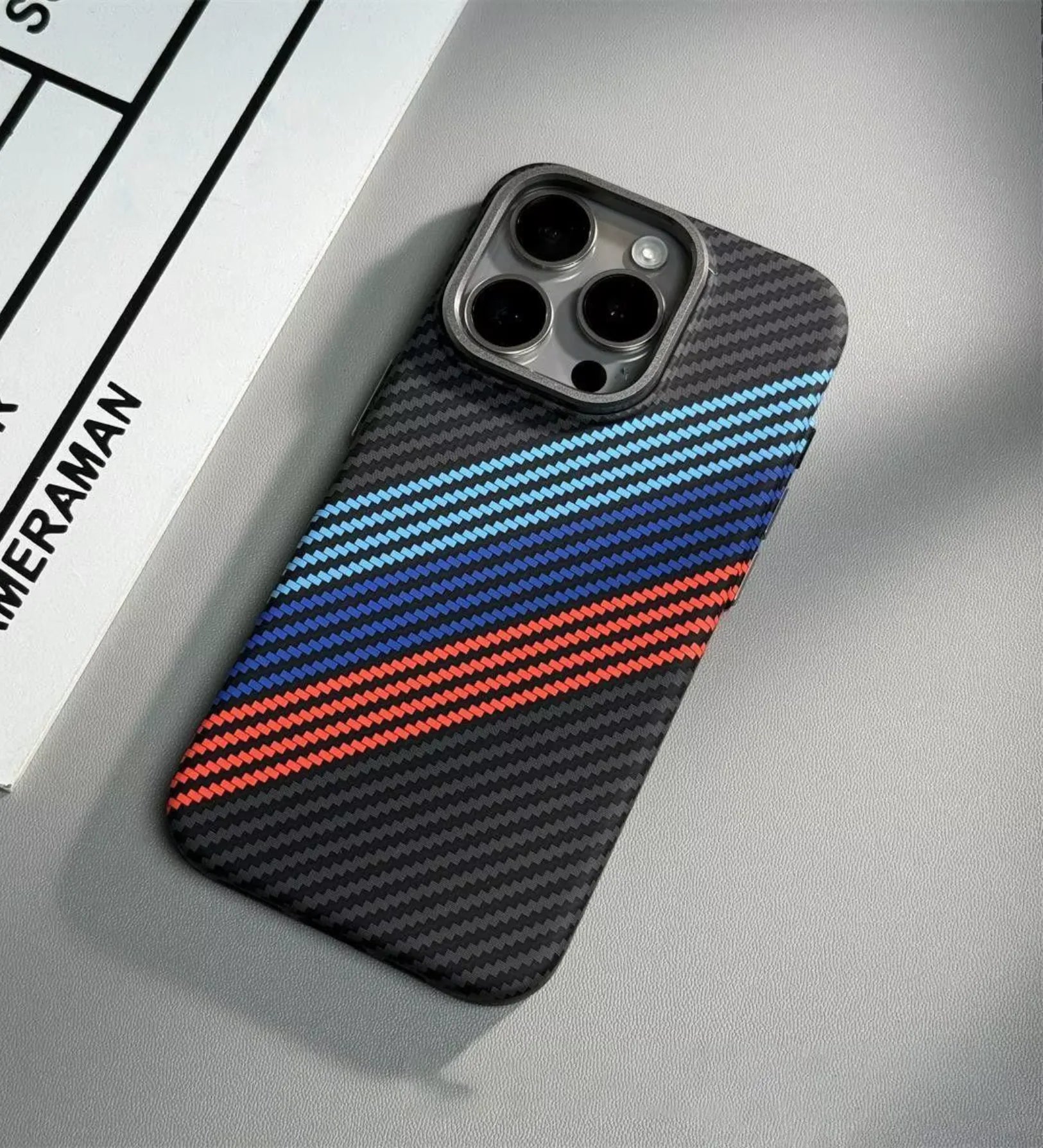 Racing Stripes Carbon Fiber MagSafe iPhone Case Cover - Slim, Stylish & Protective