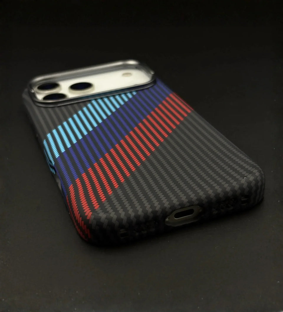 Racing Stripes Carbon Fiber MagSafe iPhone Case Cover - Slim, Stylish & Protective - Creslia