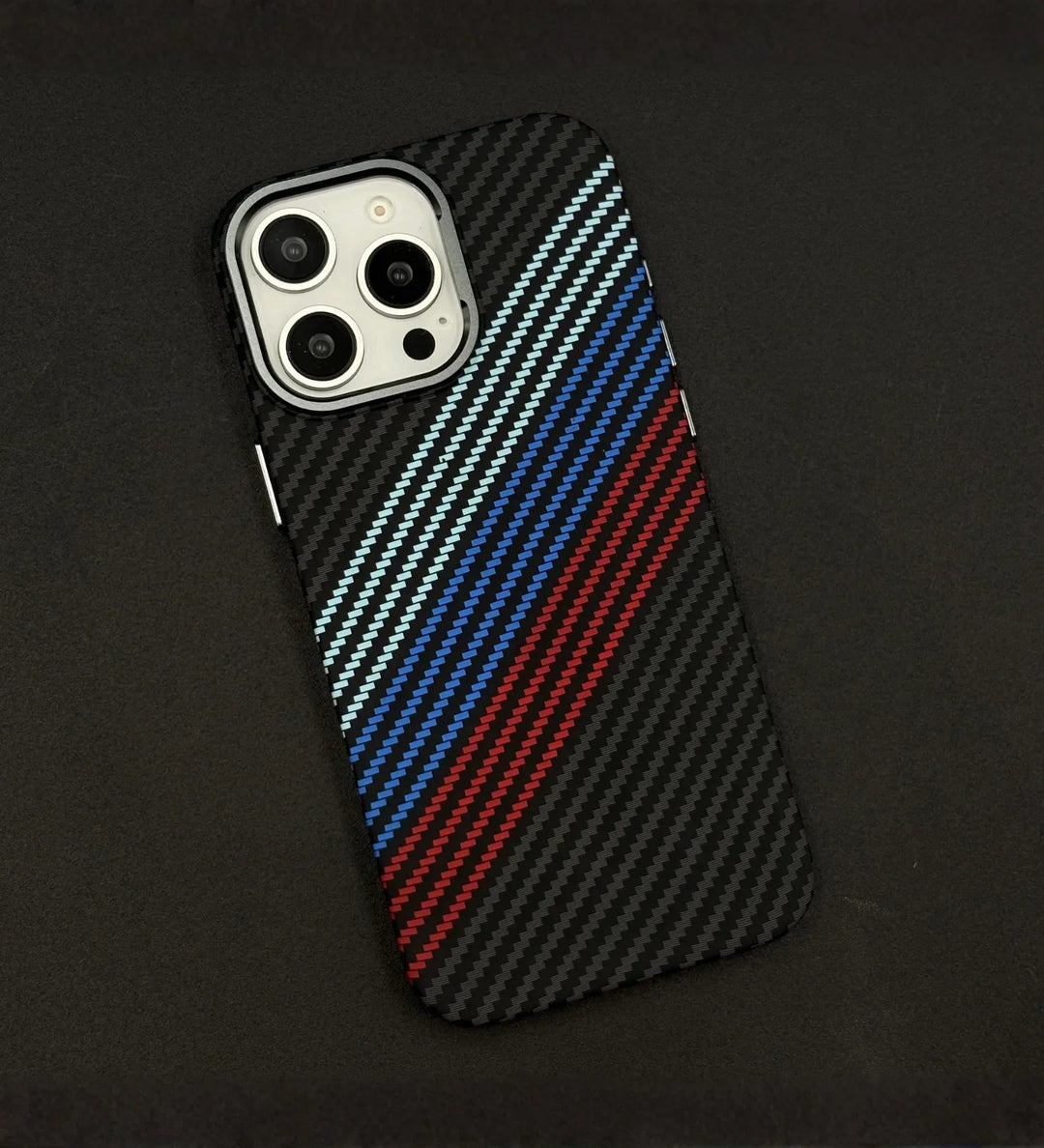 Racing Stripes Carbon Fiber MagSafe iPhone Case Cover - Slim, Stylish & Protective - Creslia