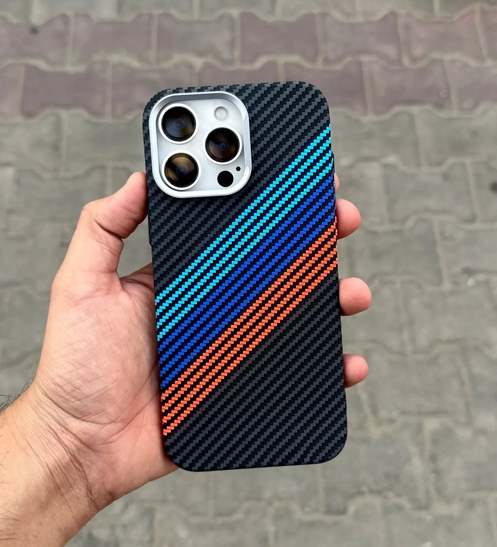 Racing Stripes Carbon Fiber MagSafe iPhone Case Cover - Slim, Stylish & Protective