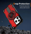 Heavy Duty Magnetic Armor iPhone Case with Kickstand & Spin Wheel - Red - Creslia