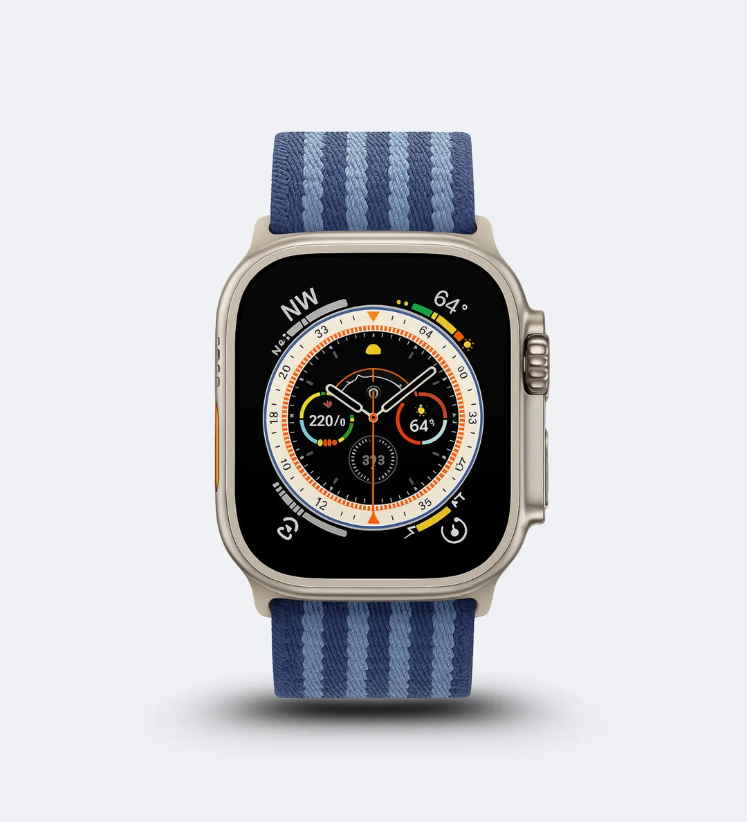 Parachute-Buckle Striped Nylon Apple Watch Band – Blue - Creslia