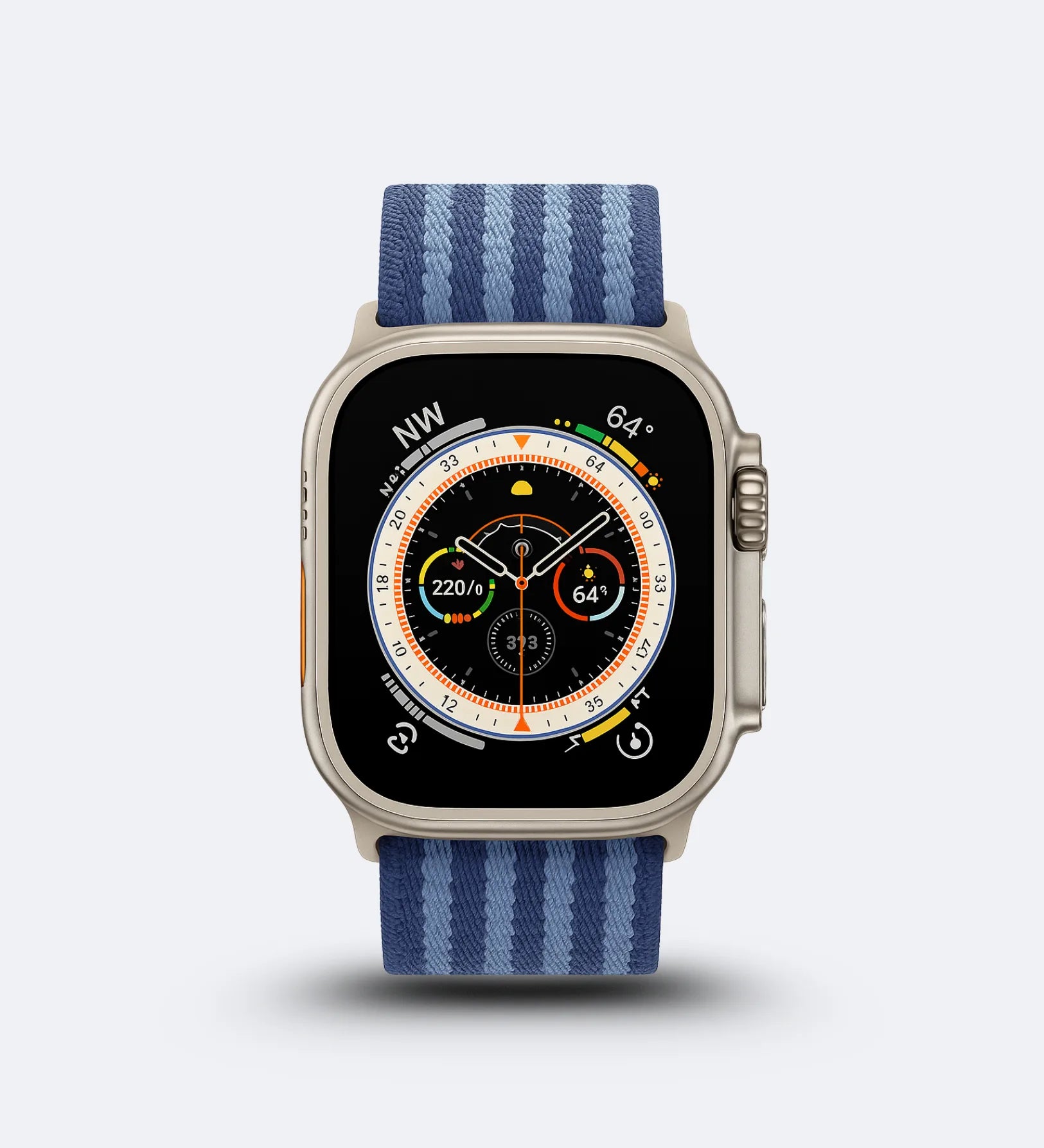 Parachute-Buckle Striped Nylon Apple Watch Band – Blue