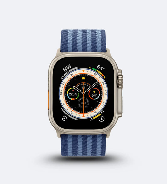 Parachute-Buckle Striped Nylon Apple Watch Band – Blue - Creslia