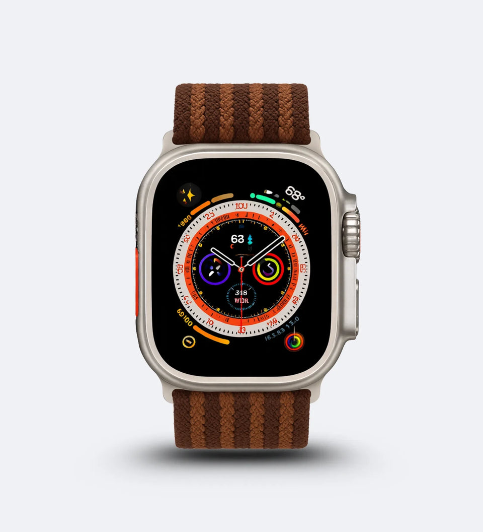 Parachute-Buckle Striped Nylon Apple Watch Band – Brown - Creslia