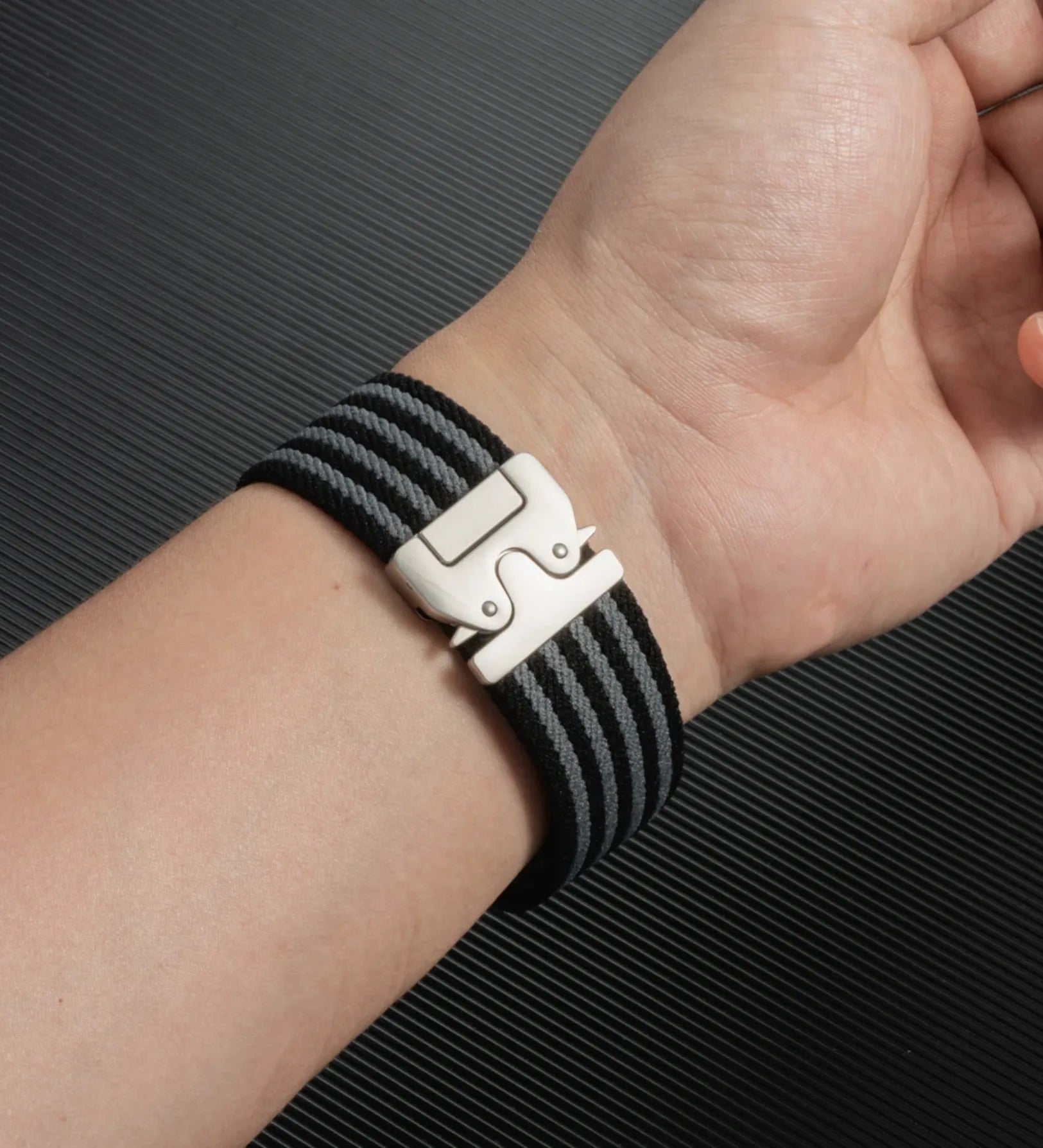 Parachute-Buckle Striped Nylon Apple Watch Band - Orange