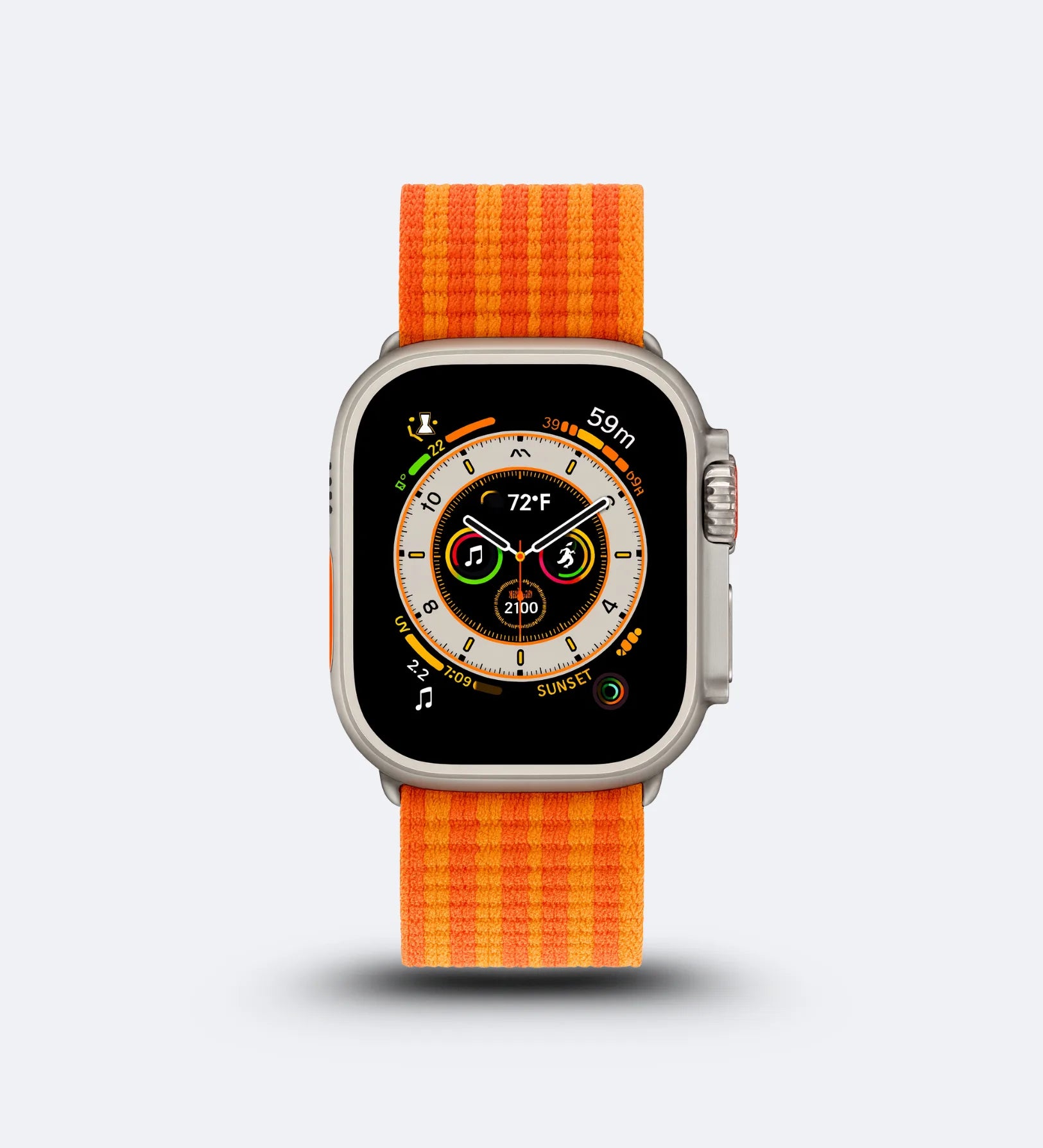 Parachute-Buckle Striped Nylon Apple Watch Band - Orange